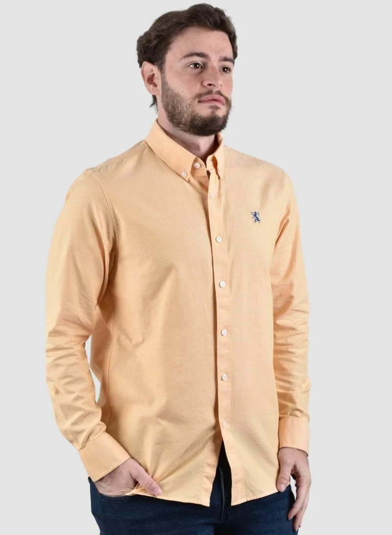 GIORDANO Men's Cotton Oxford Full Opening Long Sleeve Slim Fit  Shirt