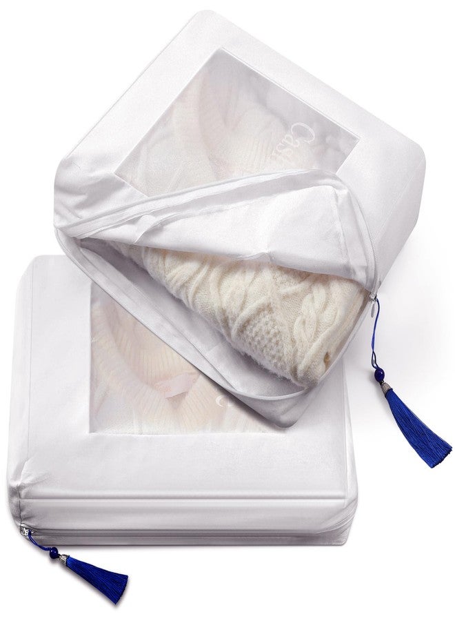 GliCraft 2 Pcs Cashmere Protection Pouch Wool Cotton Sweater Storage Bag Breathable Washable Cotton Bag for Woolen Cashmere Sweaters Storage, Cashmere, Merino Wool, and More - Image 1