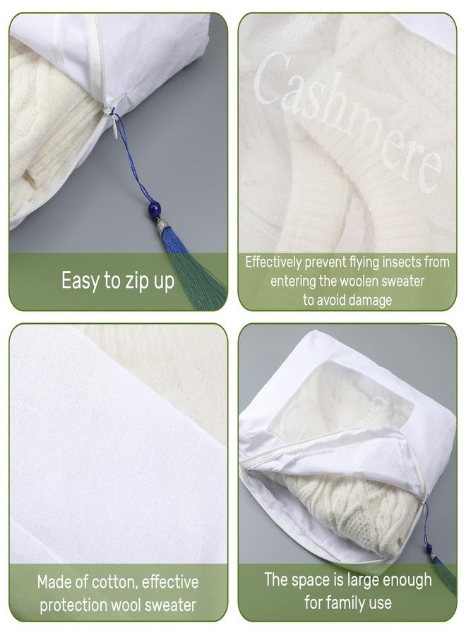 GliCraft 2 Pcs Cashmere Protection Pouch Wool Cotton Sweater Storage Bag Breathable Washable Cotton Bag for Woolen Cashmere Sweaters Storage, Cashmere, Merino Wool, and More - Image 3