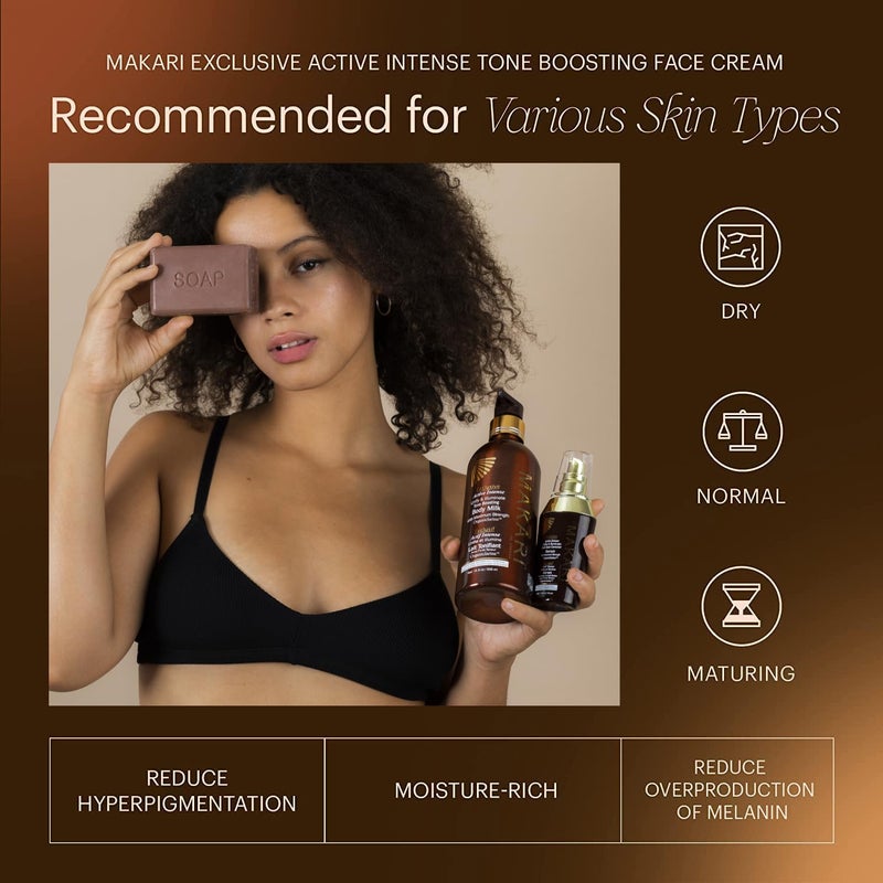 MAKARI Exclusive Active Intense Tone Boosting Face Cream (1.7 oz) | Skin-Brightening Facial Cream | Moisturizes and Softens | Smoothens Fine Lines & Wrinkles | For Dry, Normal, and Maturing Skin - Image 5