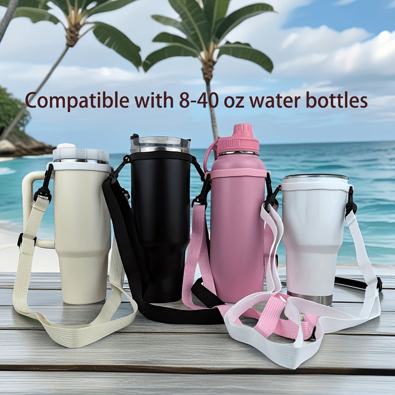 Rose Red Adjustable Shoulder Strap Water Bottle Band for 8 to 40 Oz - Image 1