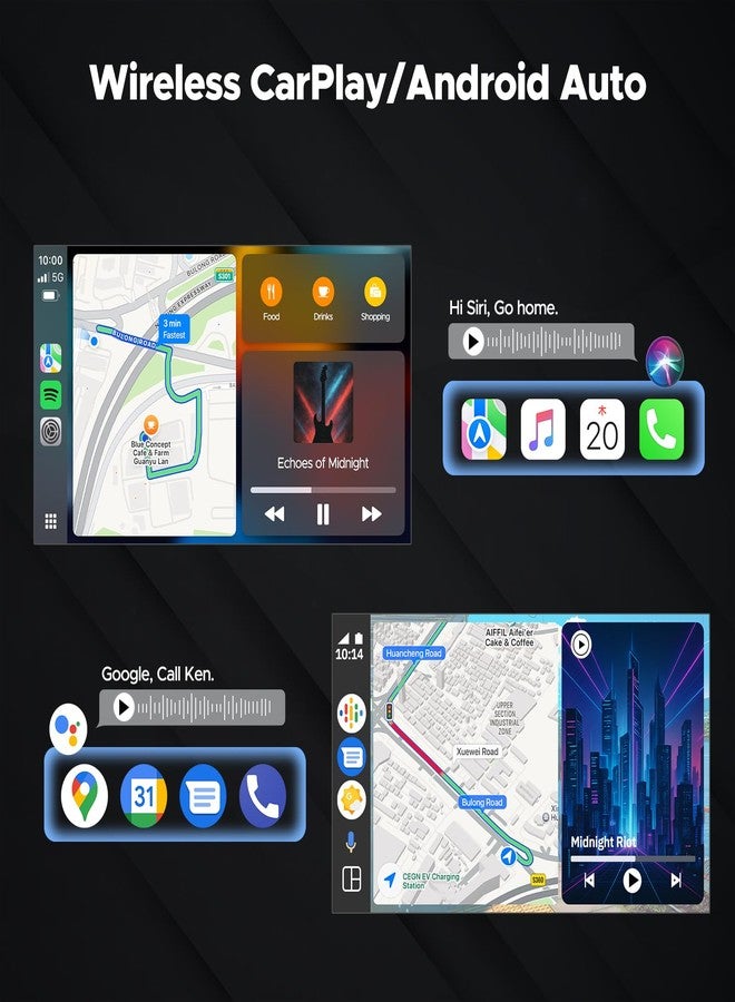 Volam 9‘’ Carplay Screen with Netflix YouTube and 1080P Backup Camera Upgraded Wireless Android Auto Screen Portable Video Streaming AI Box Built-in Apps Voice Control Car GPS for iOS 10+ Android 11+ - Image 3