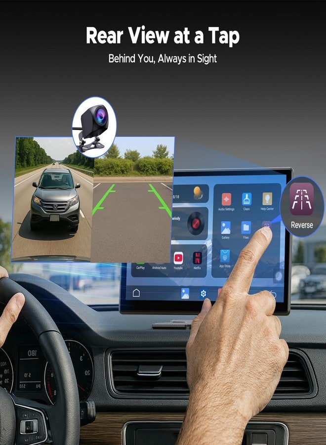 Volam 9‘’ Carplay Screen with Netflix YouTube and 1080P Backup Camera Upgraded Wireless Android Auto Screen Portable Video Streaming AI Box Built-in Apps Voice Control Car GPS for iOS 10+ Android 11+ - Image 4