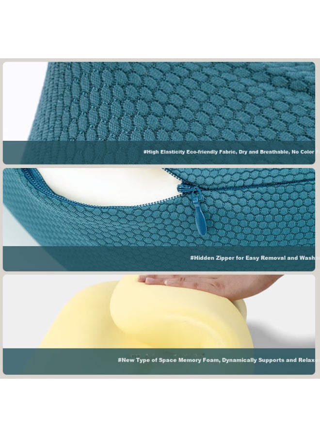 Foojo Memory Foam Portable U-shaped Pillow All Seasons Breathable Headrest Travel Pillow Office Car Airplane Pillow Blue - Image 5
