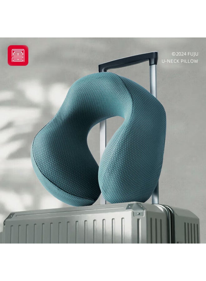 Foojo Memory Foam Portable U-shaped Pillow All Seasons Breathable Headrest Travel Pillow Office Car Airplane Pillow Blue - Image 1