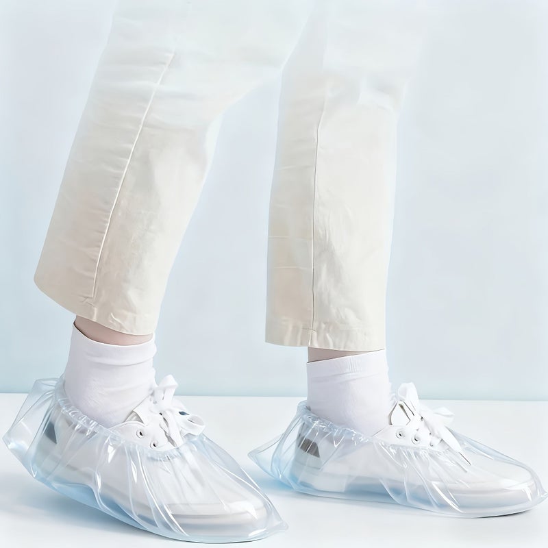 Transparent PVC Disposable Shoe Covers Ivory 150 Pieces One Bag Thickened Non Slip Anti Scratch Dirt Resistant Hygiene Protection For Home Hospital Laboratory Factory Workshop - Image 1