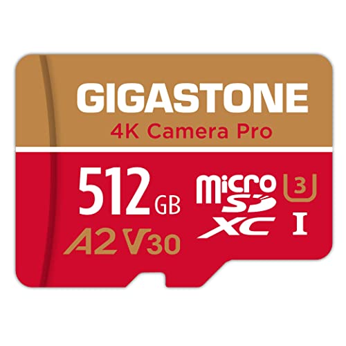 Gigastone [5-Yrs Free Data Recovery] GIGASTONE 512GB Micro SD Card, 4K Camera Pro, A2 V30 for Smartphone, Gopro, Action Cams, 4K UHD Video Recording, R/W up to 150/120 MB/s, UHS-I U3 C10 Class 10 with Adapter - Image 1
