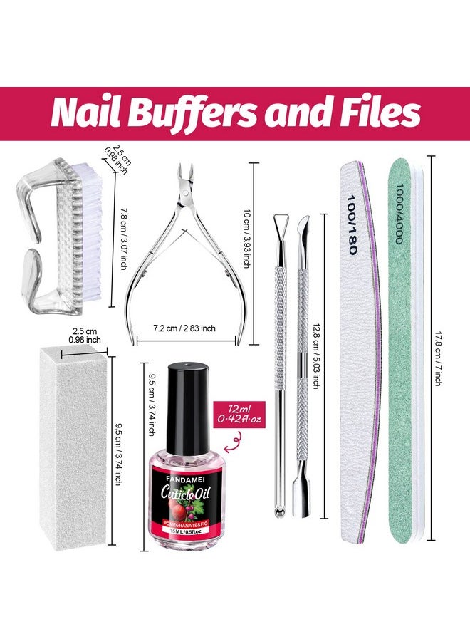 FANDAMEI Nail Files And Buffers Kit Cuticle Remover Kit With Nail File Buffer Buffer Block Cuticle Nipper Pusher & Peeler. Nail Cuticle Oil Pomegranate For Nail Care  - Image 2