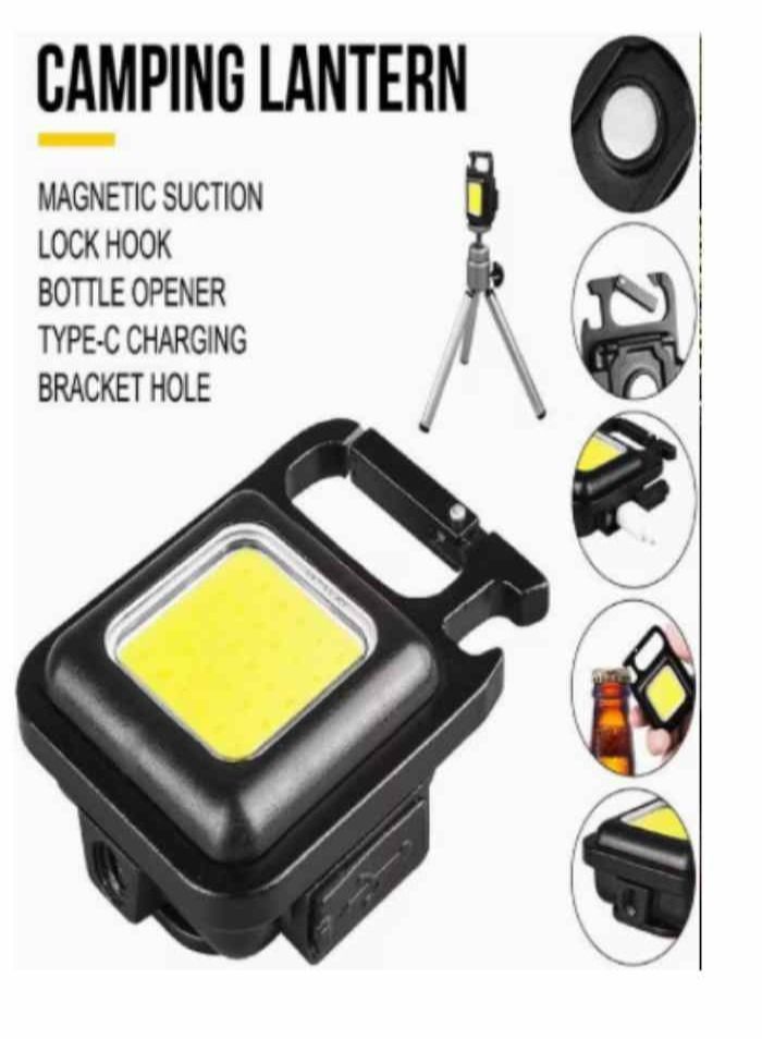 COB Small Flashlights, 800Lumens Bright Rechargeable Keychain Mini Flashlight 4 Light Modes Portable Pocket Light with Folding Bracket Bottle Opener and Magnet Base  - Image 2