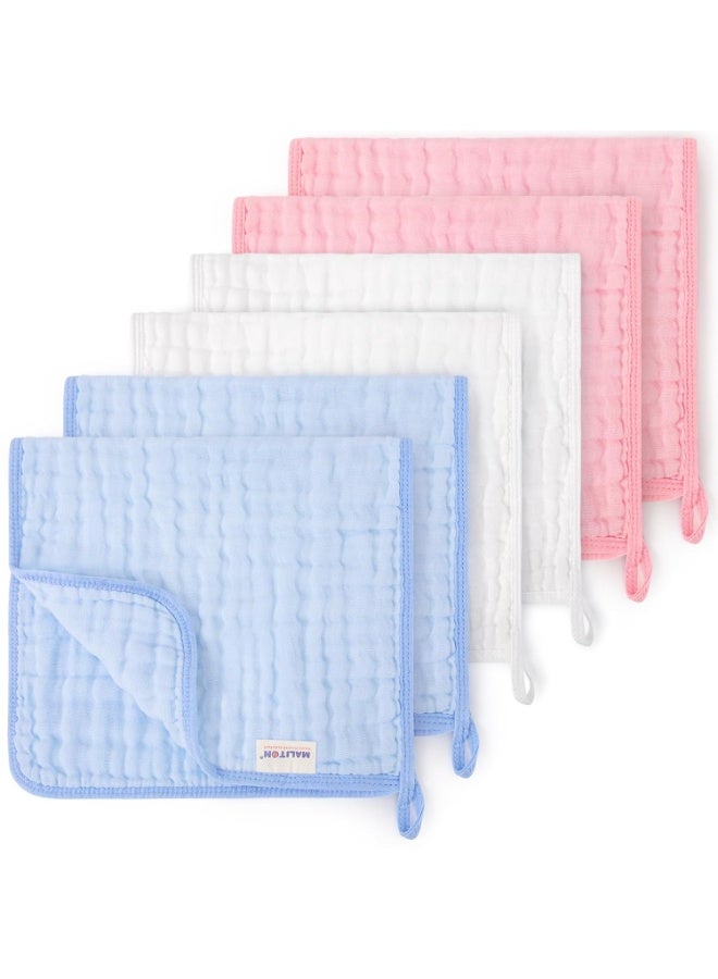 Maliton Maliton Muslin Burp Cloths for Baby Girl 6 Pack Large 20''x10'' 100% Cotton Burp Rags Absorbent and Soft 6 Layers Muslin Cloth Baby Boy Newborn Essentials Must Haves (Mix) - Image 1