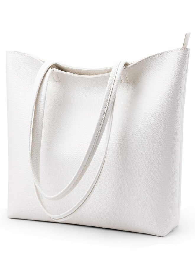 KALIDI FANCY FOREST Tote Bag Zipper Faux Leather Shoulder Bag Large Purses for Women Casual Handbag Work Dating College, White - Image 1