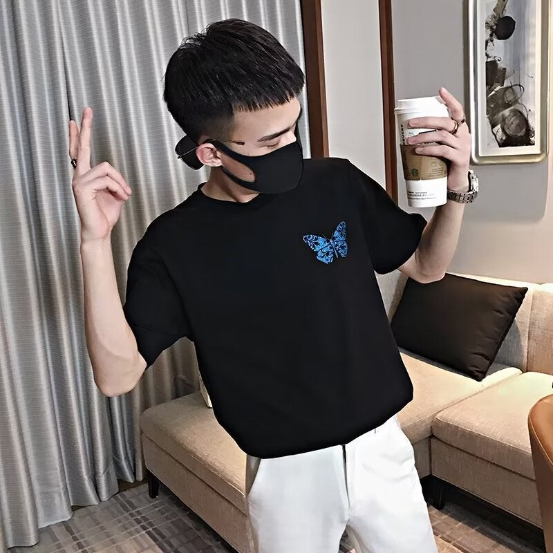 Trendy Brand Summer Short-Sleeved Men'S T-Shirt Arrival Korean Printed Fashion T-Shirt Men'S Trendy Loose Half-Sleeved Top - Image 2