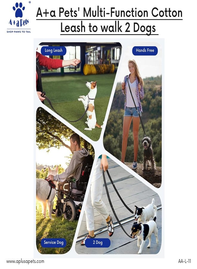 A+a Pets طوق قطني متعدد الوظائف من A+a Pets للمشي مع كلبين | طويل، قصير، بدون استخدام اليدين، مناسب لحركة المرور، الجري، المشي | قابل للتعديل، ناعم ومريح (بنفسجي وأبيض) - Image 5