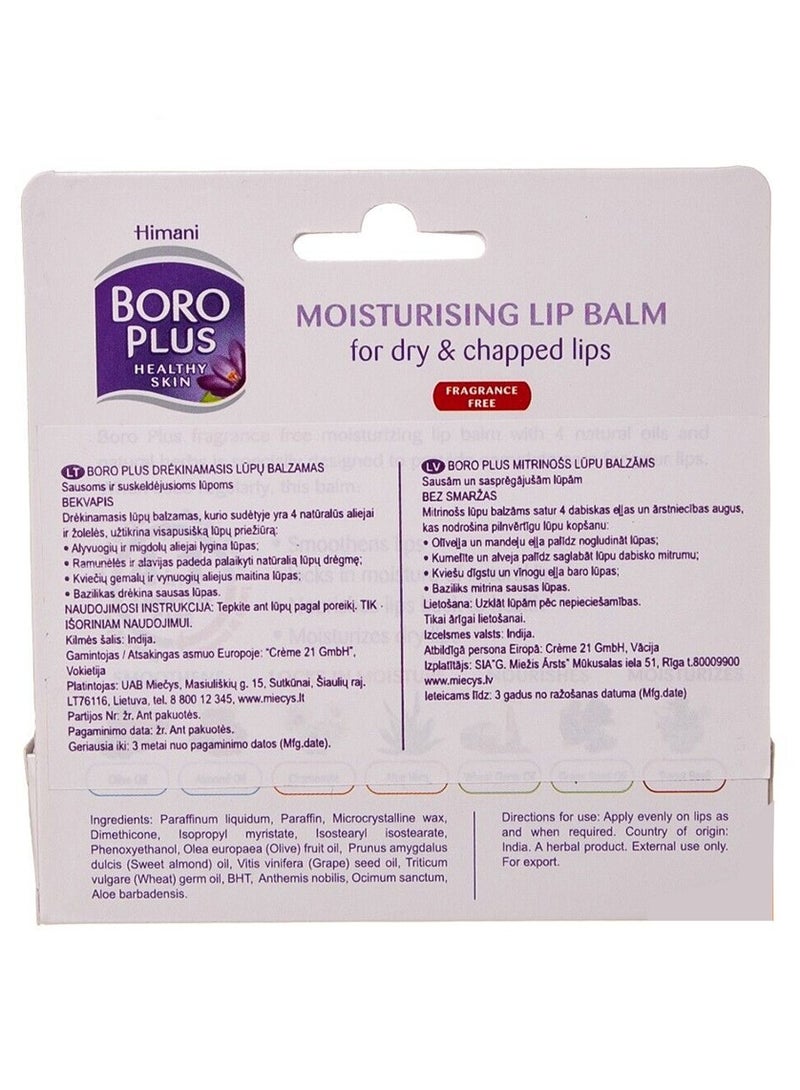 Boro Plus Himani Boroplus Healthy Skin Moisturising Lip Balm 10Ml - Fragrance Free - Image 3