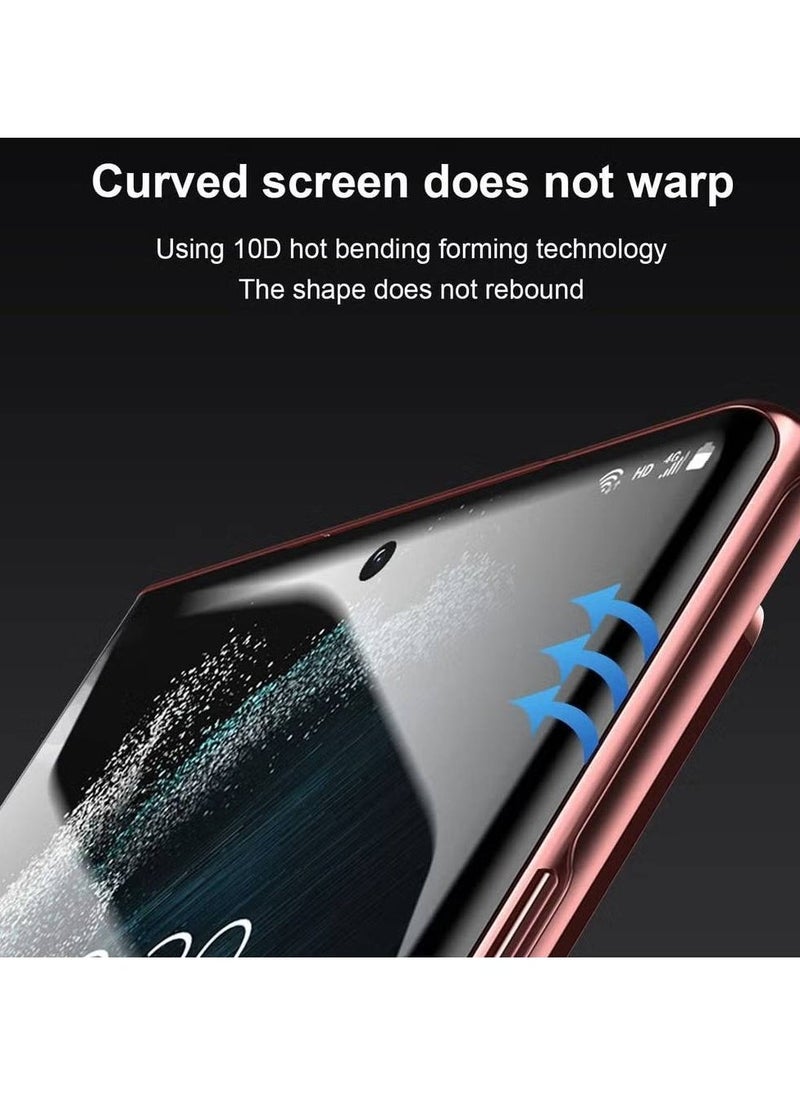 Generic - 2+2 Pack Galaxy S22 Ultra Screen Protector with Camera Lens Protector, HD Tempered Glass Film Support Fingerprint Unlock, 3D Curved, Anti Scratch, Bubble Free - Image 1