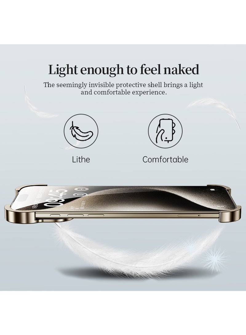 Adando Metal Corner Pad for Iphone 17 Pro Max, Anti Fall Phone Case for iPhone 17 Pro Max, Special Shape Frameless Slim, Design with Lens Protective Phone Case (Orange) - Image 4