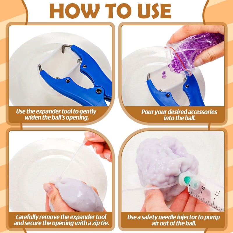 Simgoing مجموعة صنع كرات الضغط DIY من سيمغوينغ 12 مجموعة كرات ضغط فارغة مع 12 غلاف كرات ضغط فارغة وأداة توسيع وجهاز تفريغ لصنع كرات الضغط (لون فاتح، ب) - Image 3