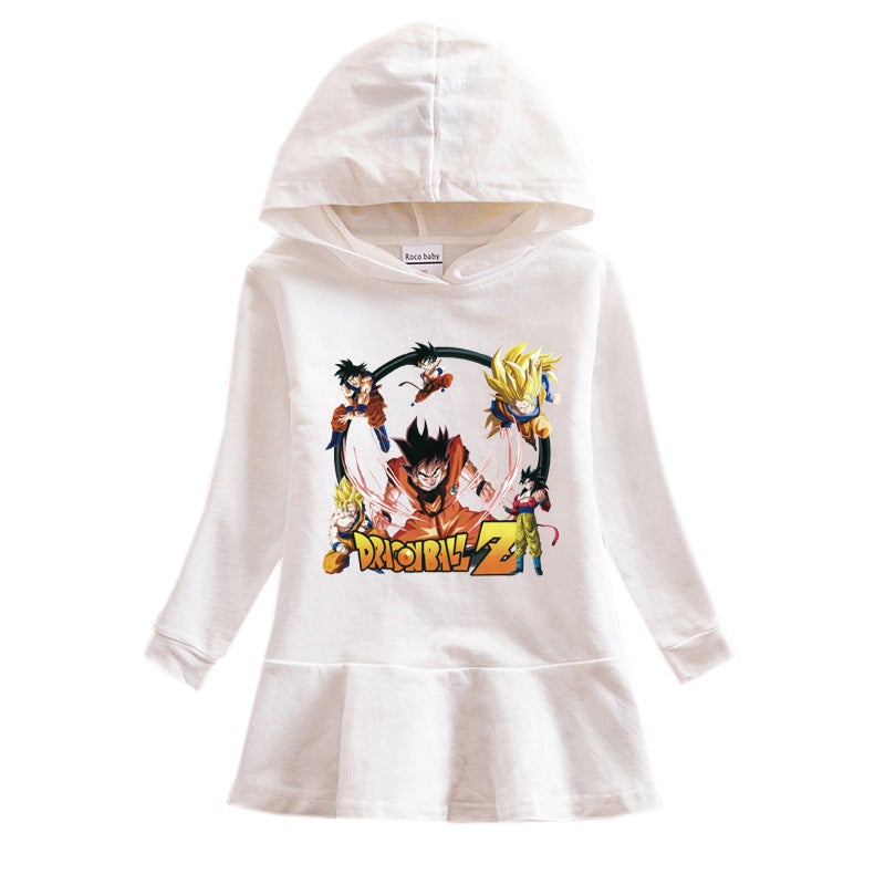 Dragon Ball Girls' Hooded Sweater Dress Cartoon Baby Cotton Casual Artistic Skirt - Image 5