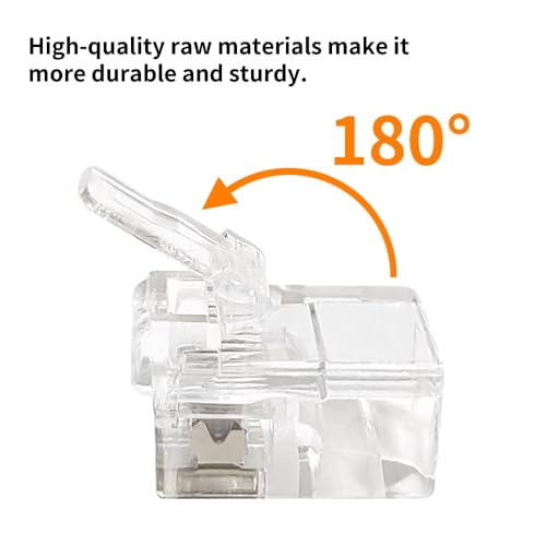 XANHAM RJ12 6P6C Connectors(25 Pieces Pack) 6 Pin Telephone Line Cable Wire Male Plug, AV00303 - Image 3