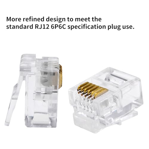 XANHAM RJ12 6P6C Connectors(25 Pieces Pack) 6 Pin Telephone Line Cable Wire Male Plug, AV00303 - Image 2