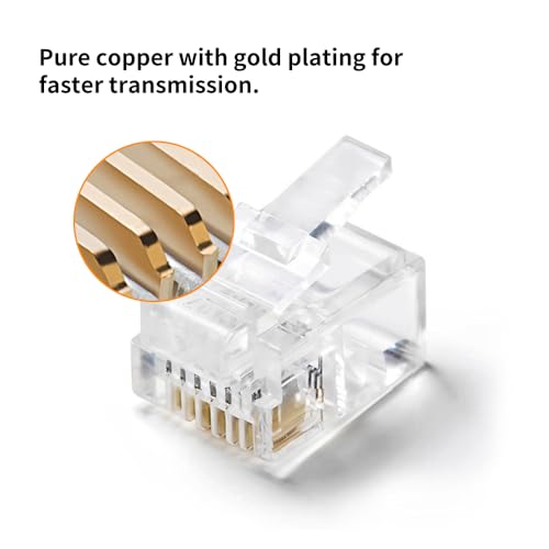 XANHAM RJ12 6P6C Connectors(25 Pieces Pack) 6 Pin Telephone Line Cable Wire Male Plug, AV00303 - Image 4