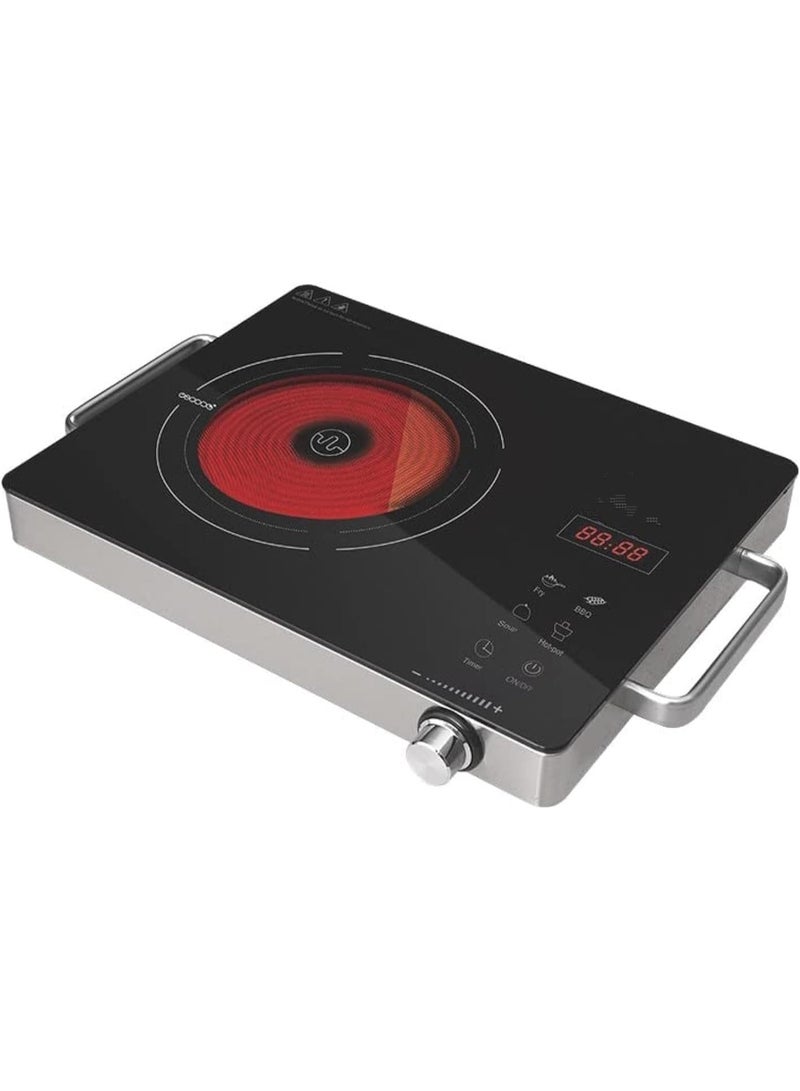 Q-Tenci Infrared Cooktop, 2000W Portable Induction Cooktop with 11 Cooking Power Levels, LED Touch Screen, Black Crystal Panel, Specially Designed Anti-Scald Handle  - Image 2