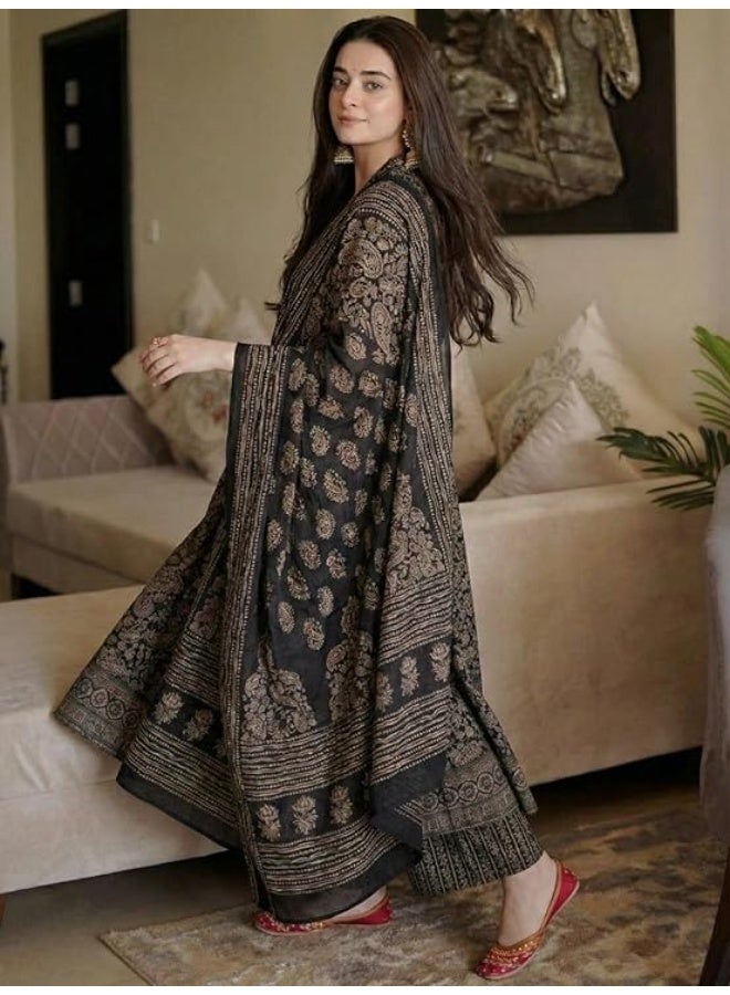 ANNI Designer Women Printed Anarkali Kurta Palazzo Dupatta Set | Viscose Blend Ethnic Outfit | Flared Kurti with Bottom Wear - Image 4