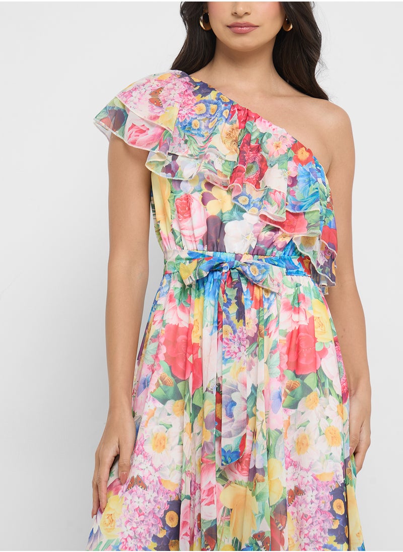 ELLA One Shoulder Floral Print Dress  - Image 3