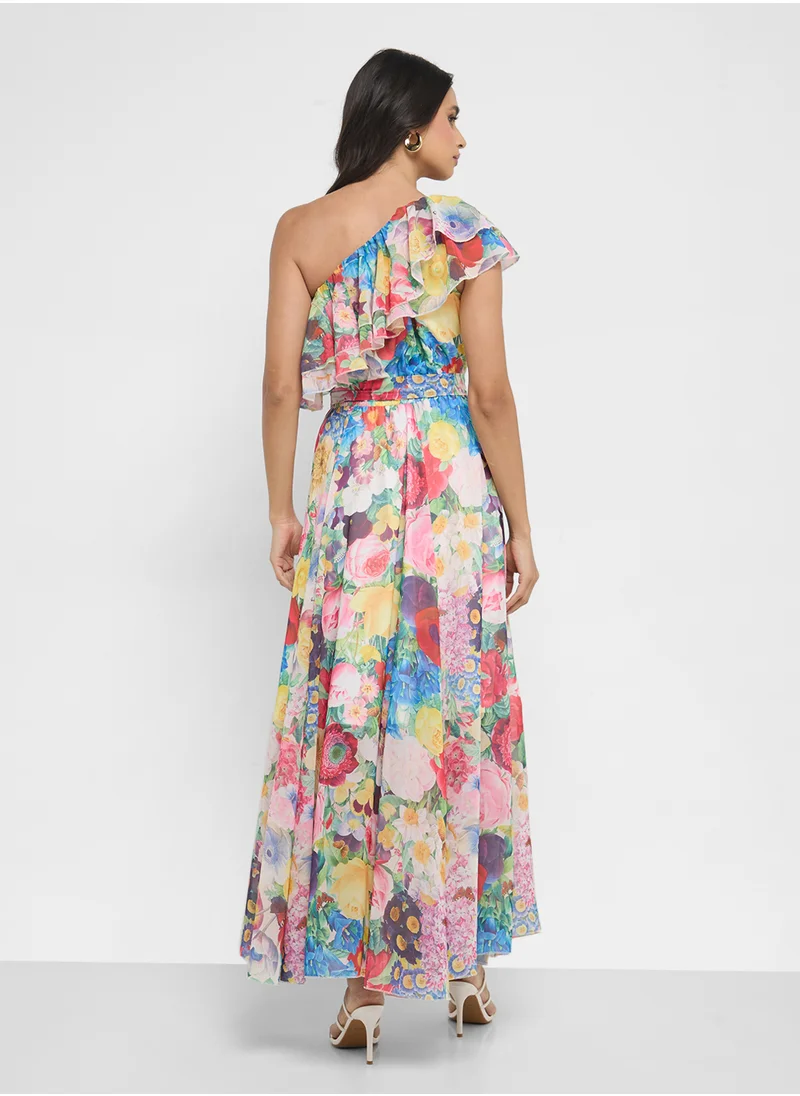 ايلا One Shoulder Floral Print Dress