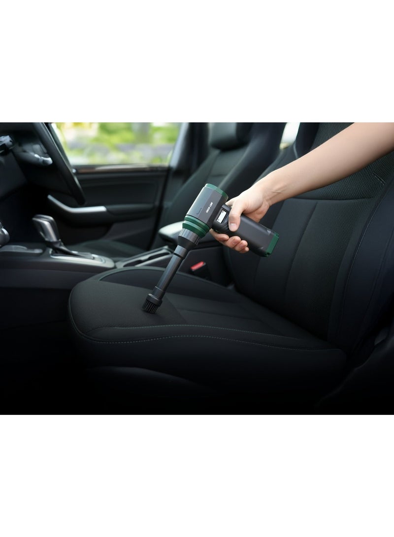 جرين ليون منفاخ ومكنسة كهربائية لاسلكية محمولة من إير ماستر، مزودة بمحرك توربو بدون فرش بسرعة 90000 دورة في الدقيقة لإزالة الرمل والأوراق، خفيفة الوزن وسهلة الحمل، مزودة بفوهات متعددة الوظائف / 10 مستويات سرعة / طاقة 400 واط / قوة شفط 18 كيلو باسكال / مصباح LED / صوت منخفض / شاشة عرض رقمية / مدة تشغيل 150 دقيقة / منفذ شحن USB-C - أسود - Image 4