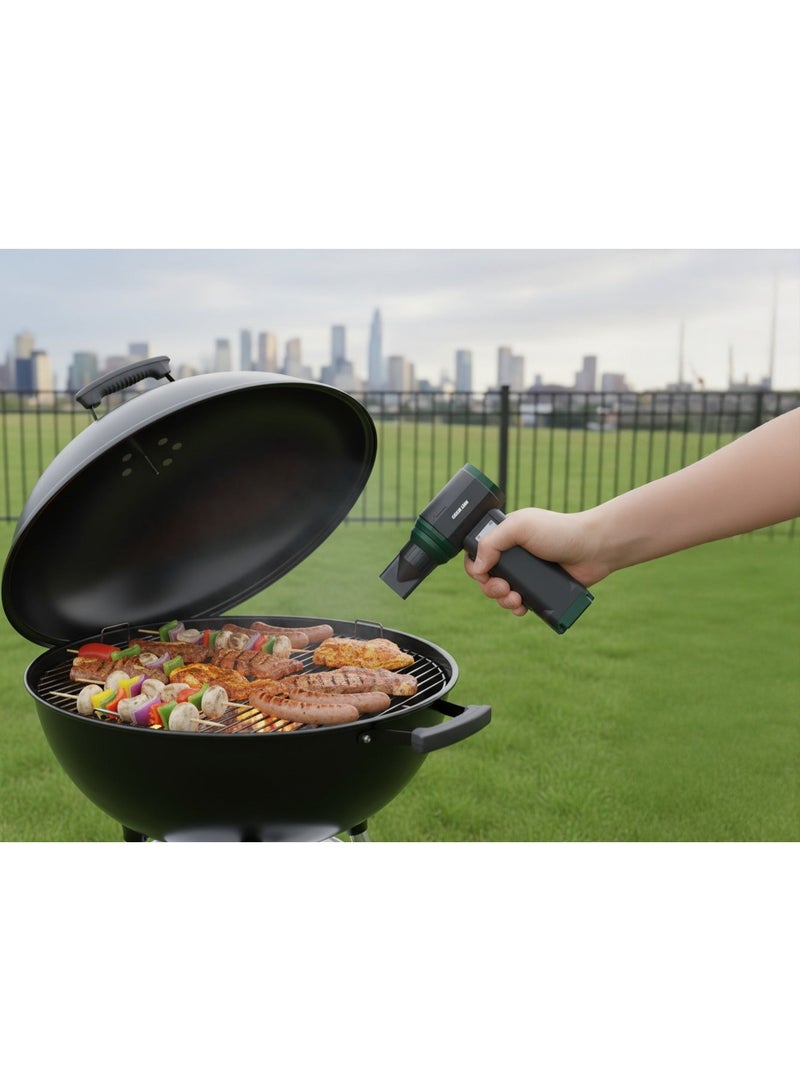 جرين ليون منفاخ ومكنسة كهربائية لاسلكية محمولة من إير ماستر، مزودة بمحرك توربو بدون فرش بسرعة 90000 دورة في الدقيقة لإزالة الرمل والأوراق، خفيفة الوزن وسهلة الحمل، مزودة بفوهات متعددة الوظائف / 10 مستويات سرعة / طاقة 400 واط / قوة شفط 18 كيلو باسكال / مصباح LED / صوت منخفض / شاشة عرض رقمية / مدة تشغيل 150 دقيقة / منفذ شحن USB-C - أسود - Image 3