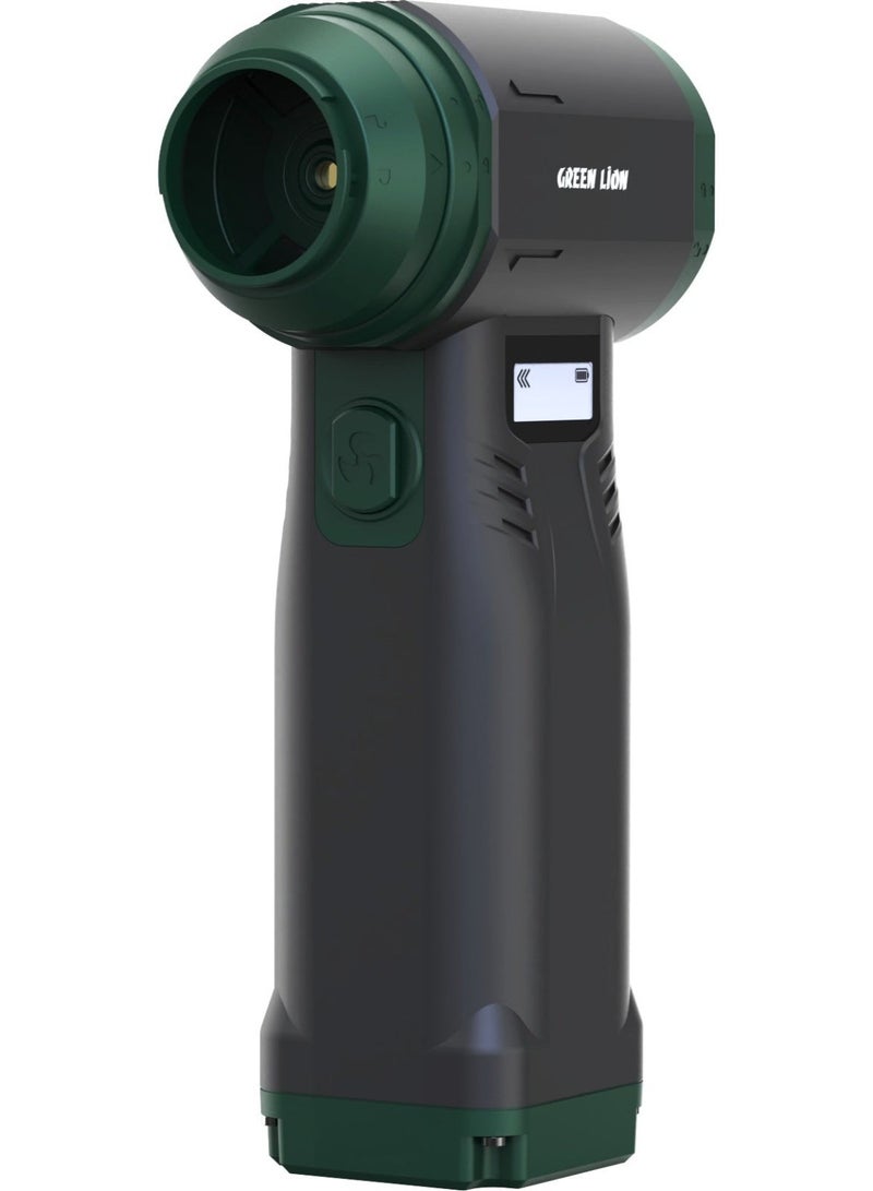 جرين ليون منفاخ ومكنسة كهربائية لاسلكية محمولة من إير ماستر، مزودة بمحرك توربو بدون فرش بسرعة 90000 دورة في الدقيقة لإزالة الرمل والأوراق، خفيفة الوزن وسهلة الحمل، مزودة بفوهات متعددة الوظائف / 10 مستويات سرعة / طاقة 400 واط / قوة شفط 18 كيلو باسكال / مصباح LED / صوت منخفض / شاشة عرض رقمية / مدة تشغيل 150 دقيقة / منفذ شحن USB-C - أسود - Image 1