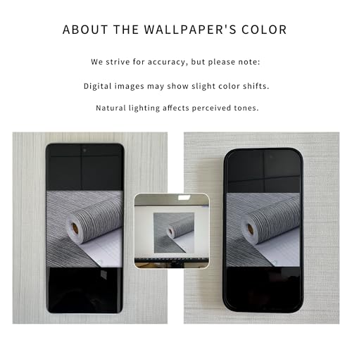 Haimin Grasscloth Wallpaper Textured 24in X 393in Fabric Contact Paper Gray Wall Paper Textured Linen Wallpaper Peel and Stick Self-Adhesive Thick Vinyl Embossed Film Wallpaper (Gray) - Image 4