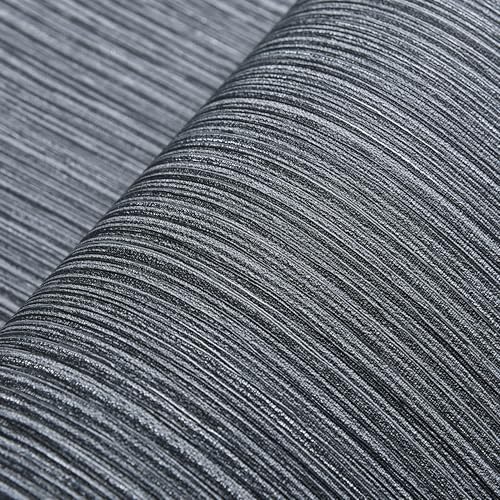 Haimin Grasscloth Wallpaper Textured 24in X 393in Fabric Contact Paper Gray Wall Paper Textured Linen Wallpaper Peel and Stick Self-Adhesive Thick Vinyl Embossed Film Wallpaper (Gray) - Image 3