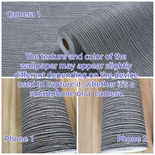Haimin Grasscloth Wallpaper Textured 24in X 393in Fabric Contact Paper Gray Wall Paper Textured Linen Wallpaper Peel and Stick Self-Adhesive Thick Vinyl Embossed Film Wallpaper (Gray) - Image 5