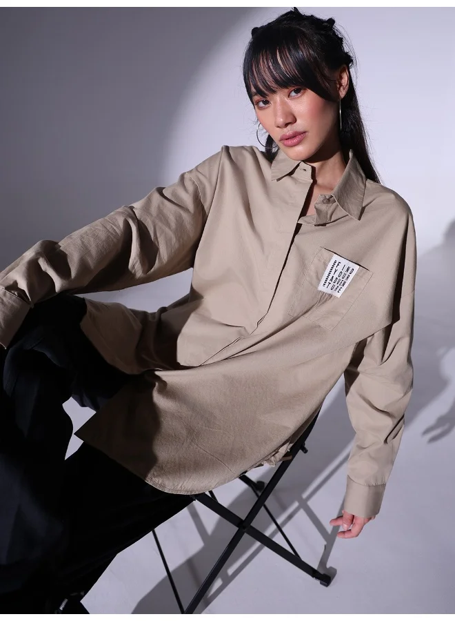 Hubberholme Women Beige Shirts - Elegant and Comfortable Everyday Wear