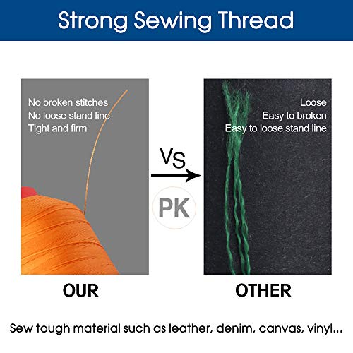 ANMINY Bonded Nylon N66 Sewing Thread 700 Yards Size #138 T135 420D/3 for Leather Denim Hand Machine Craft Shoe Bag Repairing Extra Strong Heavy Duty High Temperature Resistant Waterproof - Black - Image 3