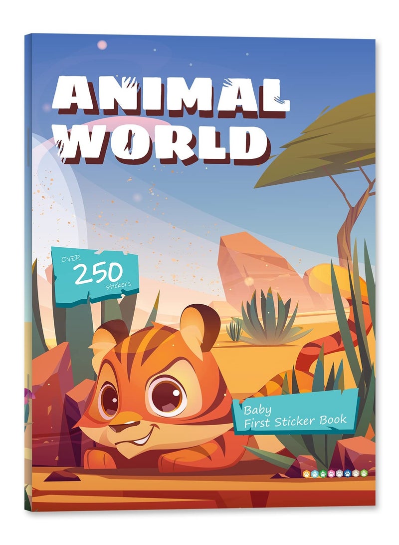 unikbebe 250Pcs Sticker Book, Animal Theme with 8 Scenes, No Mess Sticker Art for Kids, DIY Craft Kit, Educational Learning Toy, Portable Travel Activity Book, Make Your Own Fun Stickers for Toddlers, Waterproof Busy Book, Gift for Boys & Girls - Image 2