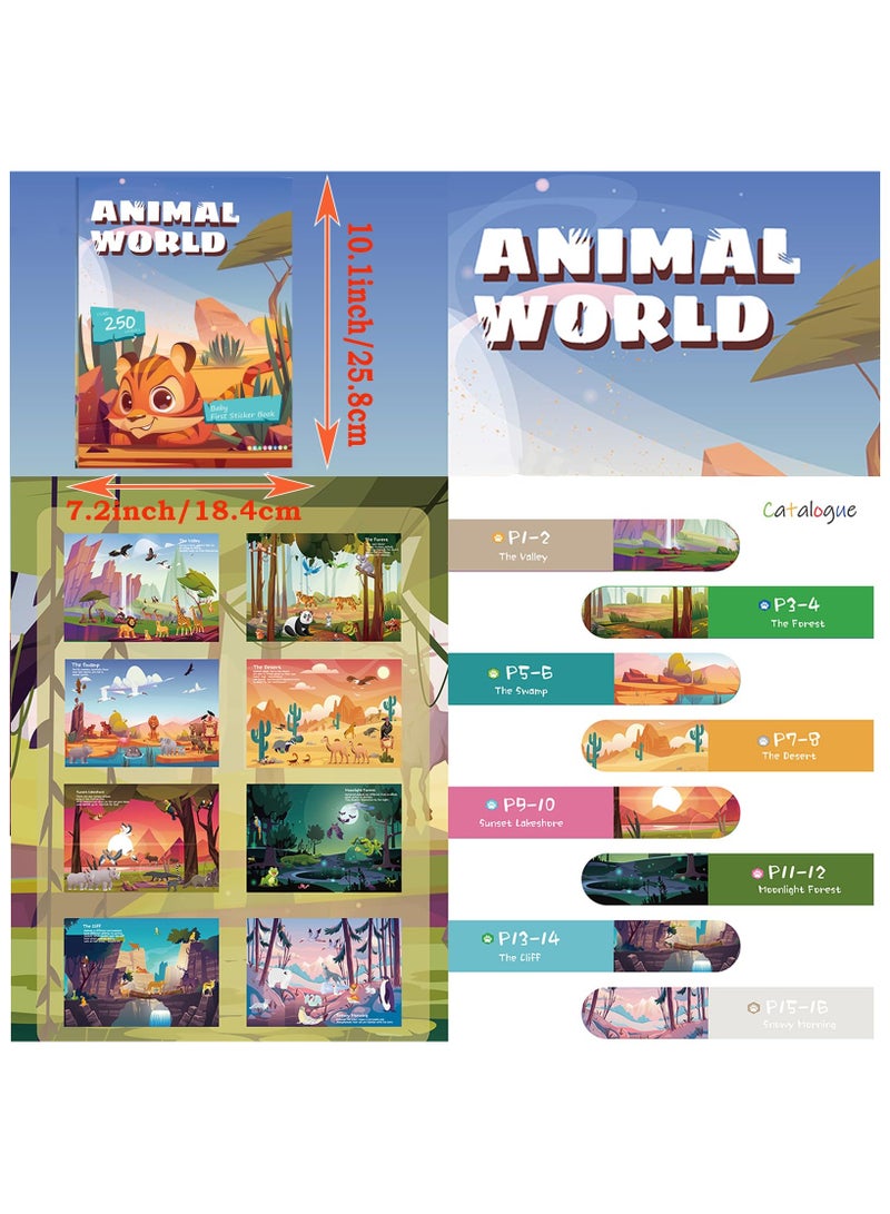unikbebe 250Pcs Sticker Book, Animal Theme with 8 Scenes, No Mess Sticker Art for Kids, DIY Craft Kit, Educational Learning Toy, Portable Travel Activity Book, Make Your Own Fun Stickers for Toddlers, Waterproof Busy Book, Gift for Boys & Girls - Image 5