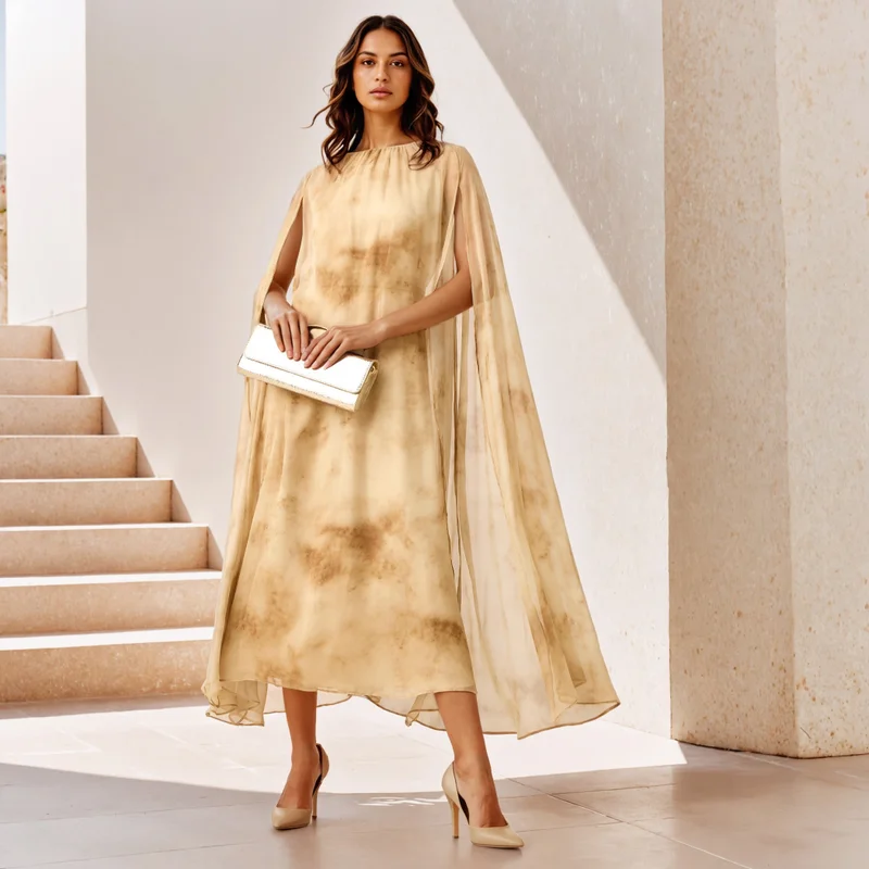 Iconic Printed Cape Maxi Dress