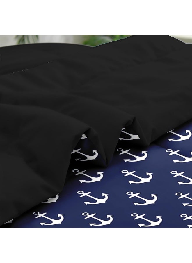 Pamnest 7 Pcs Comforter Set Queen Size, Nautical Navy Blue Sea Bedding Set for Kids and Adults, Sailor Anchors Bed Sheet Sets with Fitted Sheet 2 Pillowcases & 2 Shams for Bedroom Bed Decor  - Image 5