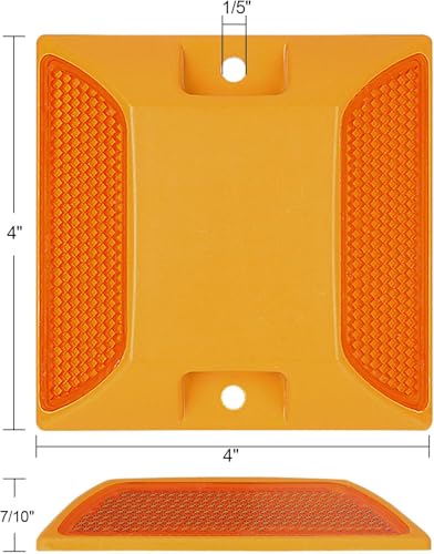 SENENQU 12 Pack 4 x 4 inch Road Reflectors Reflective Pavement Marker Road Driveway Reflectors Street Pavement Asphalt Stud Markers for Speed Bumps Sidewalks Pedestrian Crossings Freeways and Driveways - Image 3
