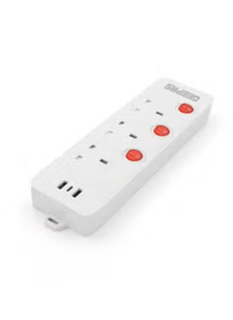 GEEPAS Geepas 3-way Extension Socket with Individual Switches 2 Way USB Ports, with Fire Proof Protection/ 3-meter Cord  - Image 3