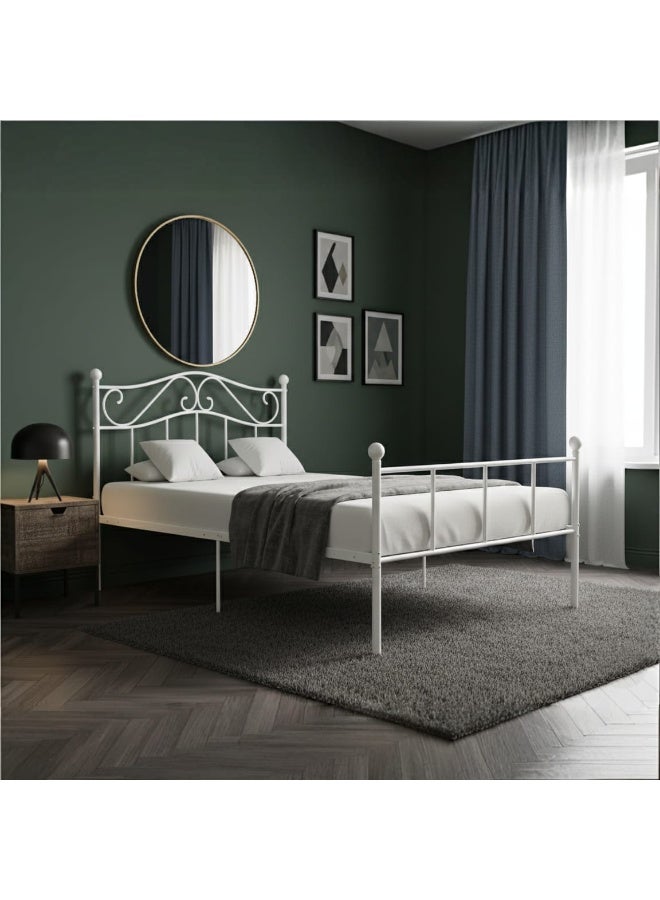 متجر ان زون سرير معدني نفر  بهيكل قوي من المعدن بلمسة خفيفة فاخرة وتصميم كلاسيكي راقي باللون الأبيض 190*90سم - Image 1
