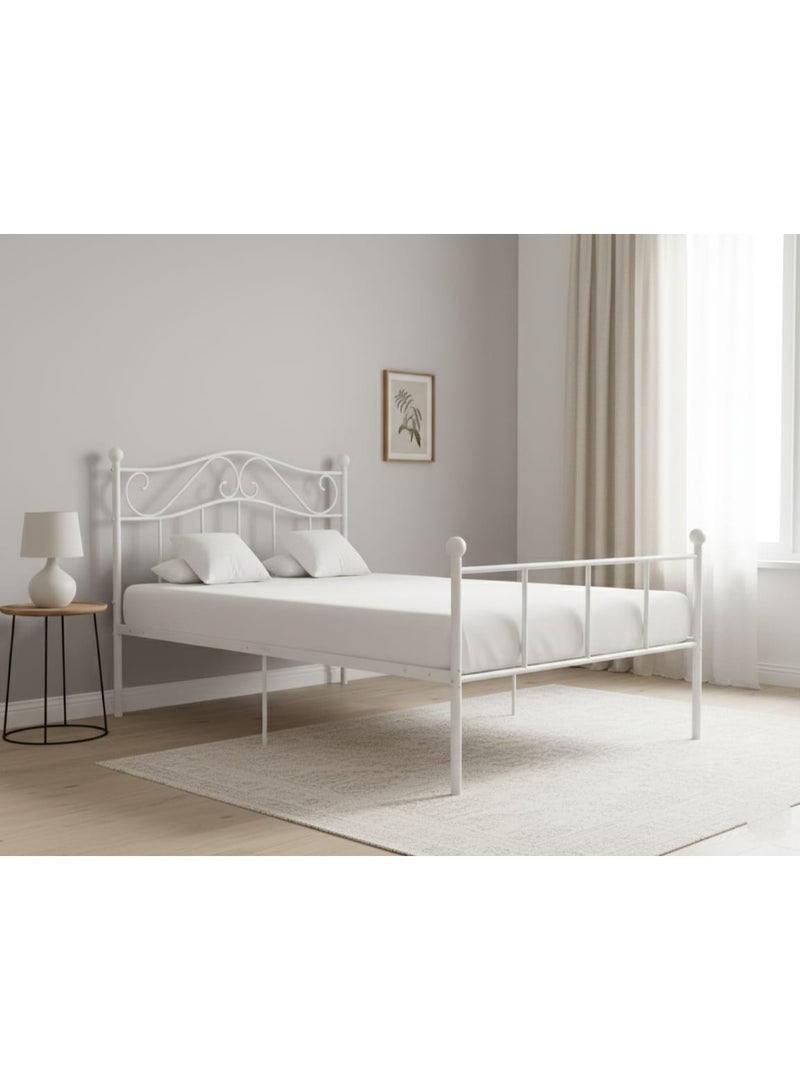 متجر ان زون سرير معدني نفر  بهيكل قوي من المعدن بلمسة خفيفة فاخرة وتصميم كلاسيكي راقي باللون الأبيض 190*90سم - Image 2