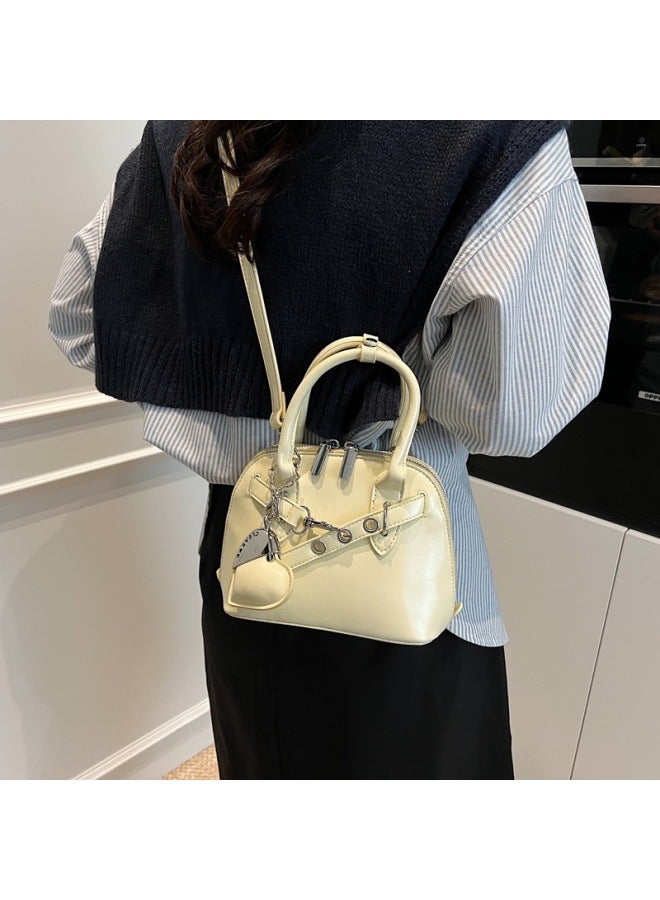 Simple Crossbody Shell Handbag 2025 Spring Style Bag Women's Work Bag Fashion Shoulder Handbag-Color:Pendant Off-white  - Image 4
