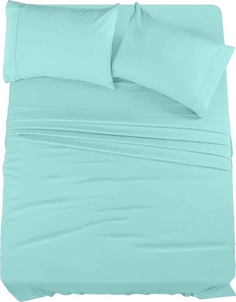 Utopia Bedding Full Bed Sheets Set 4 Piece Bedding Brushed Microfiber Shrinkage and Fade Resistant Easy Care Full Spa Blue