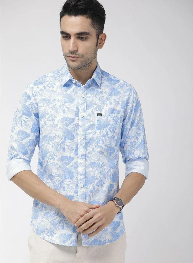 ذا انديان كراج كو Men Slim Fit Abstract Printed Full Sleeves Cutaway Collar Casual Shirt