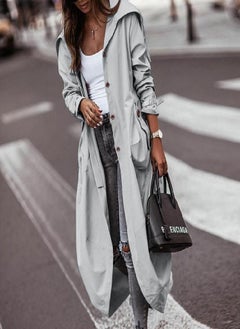 Women's Solid Colour Loose Casual Temperament Hooded Mackintosh Cloth Windbreaker Jacket