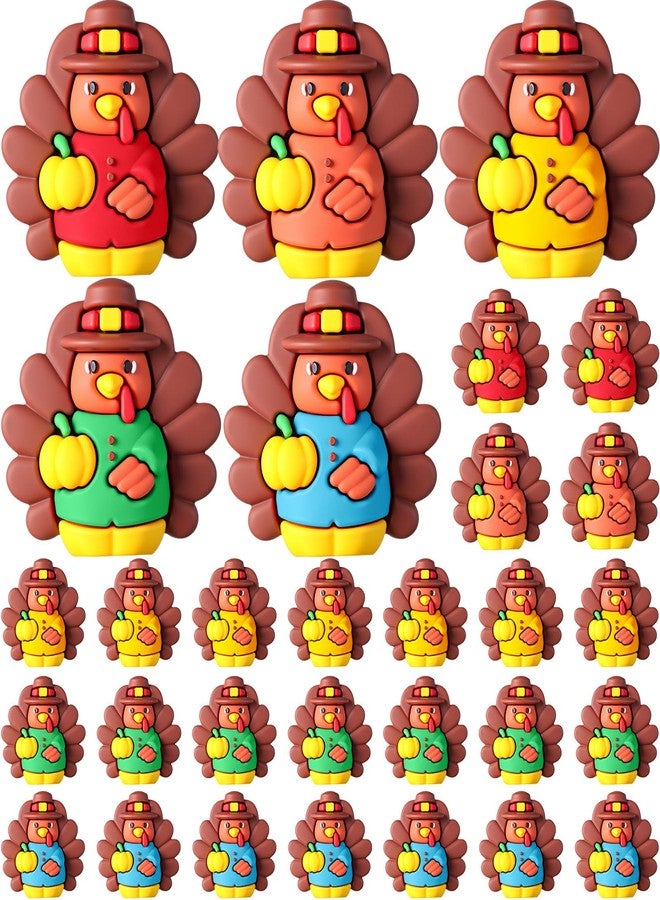 Domensi 25 Pcs Thanksgiving Mini Turkey Figurines Tiny Resin Turkey Figure to Hide and Seek Fall Mini Miniature Toy Multicolored Statue Charm for Autumn Decor Party Favor Gift Home Table Centerpiece - Image 1